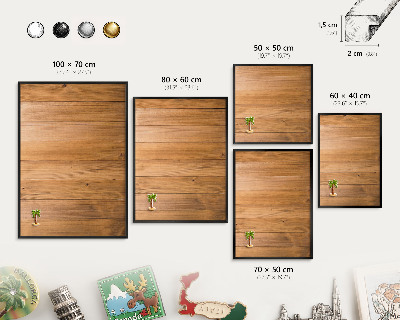 Wandbord voor magneten in een zwarte lijst Houtstructuur