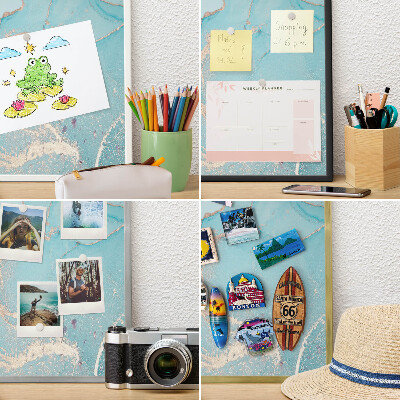 Wandbord voor magneten in een zwarte lijst Turquoise elegantie