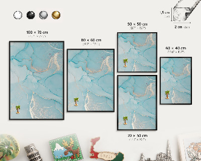 Wandbord voor magneten in een zwarte lijst Turquoise elegantie