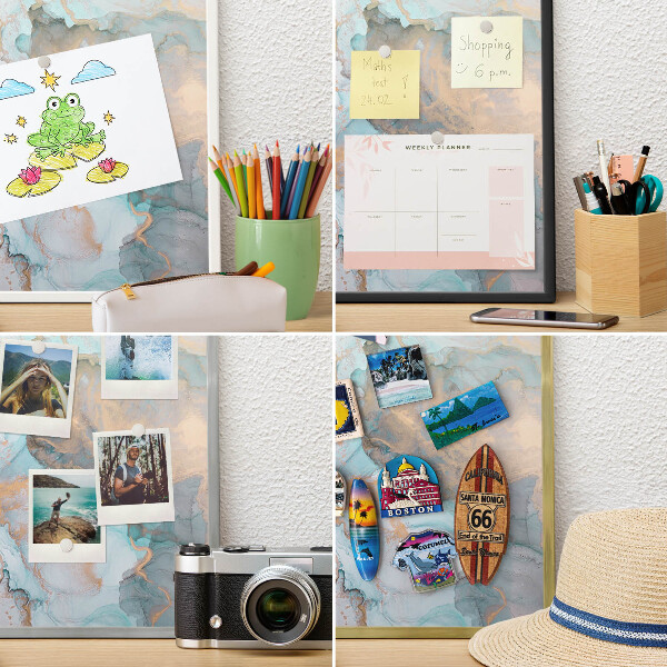 Wandbord voor magneten in een zwarte lijst Pastelvormen