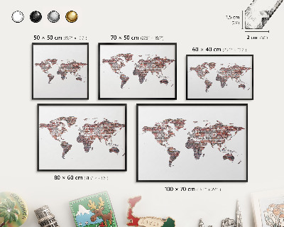 Wandbord voor magneten in een zwarte lijst Baksteenwereld