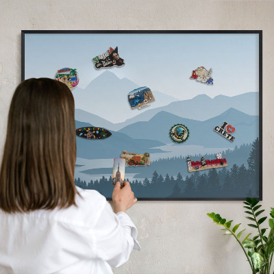 Wandbord voor magneten in een zwarte lijst Berg harmonie