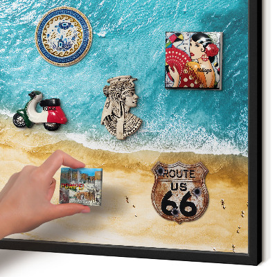 Wandbord voor magneten in een zwarte lijst Zee en strand