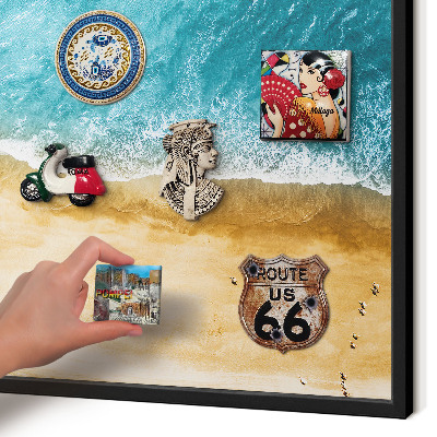 Wandbord voor magneten in een zwarte lijst Zee en strand