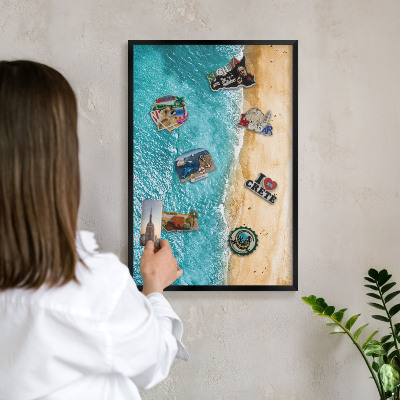 Wandbord voor magneten in een zwarte lijst Zee en strand