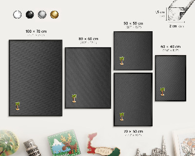 Wandbord voor magneten in een zwarte lijst Geometrische textuur