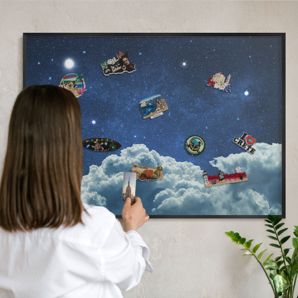 Wandbord voor magneten in een zwarte lijst Kosmische nacht