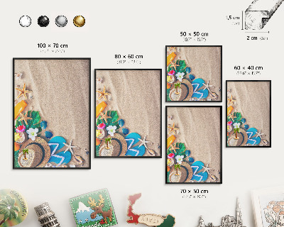 Wandbord voor magneten in een zwarte lijst Zomerse ontspanning
