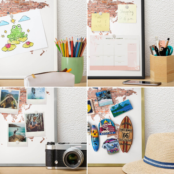 Metalen bord voor magneten met zwarte lijst Bakstenen plattegrond