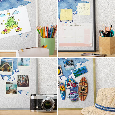Wandbord voor magneten in een zwarte lijst Aquarelkaart