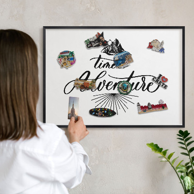 Wandbord voor magneten in een zwarte lijst De ontdekkingsreis