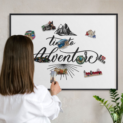 Wandbord voor magneten in een zwarte lijst De ontdekkingsreis