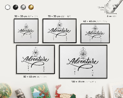 Wandbord voor magneten in een zwarte lijst Typografisch avontuur