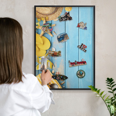 Wandbord voor magneten in een zwarte lijst Strandsfeer
