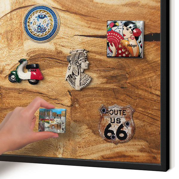 Wandbord voor magneten in een zwarte lijst Natuurlijk hout