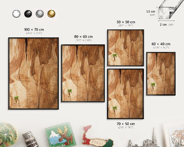 Wandbord voor magneten in een zwarte lijst Natuurlijk hout