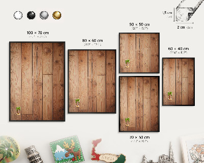 Wandbord voor magneten in een zwarte lijst Houten planken