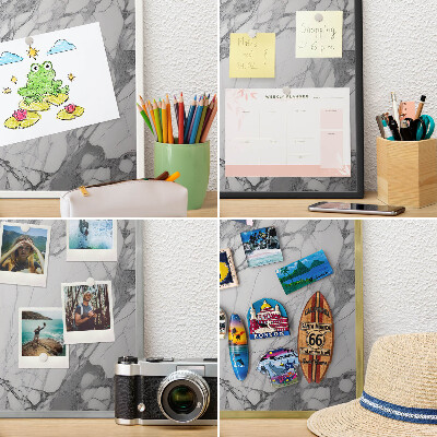 Wandbord voor magneten in een zwarte lijst Marmeren elegantie