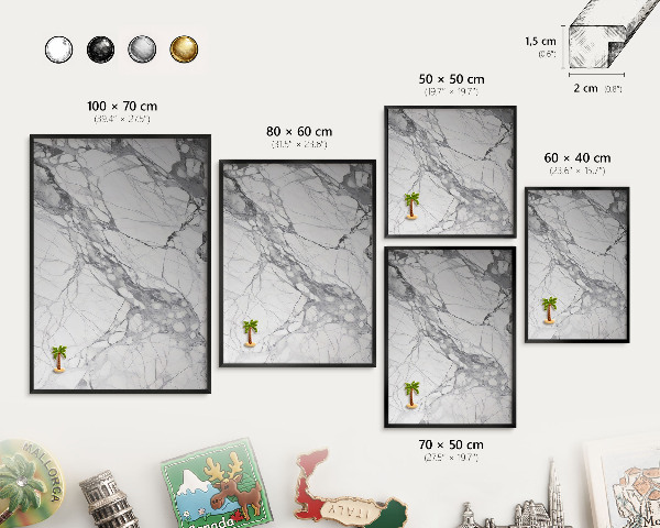 Wandbord voor magneten in een zwarte lijst Marmeren elegantie