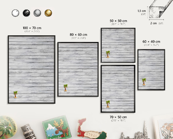 Wandbord voor magneten in een zwarte lijst Licht hout