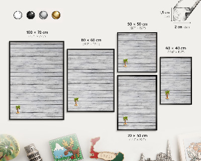 Wandbord voor magneten in een zwarte lijst Licht hout