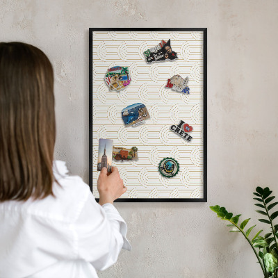 Wandbord voor magneten in een zwarte lijst Artistieke bogen