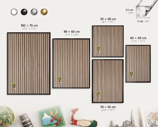 Wandbord voor magneten in een zwarte lijst Rustige structuur