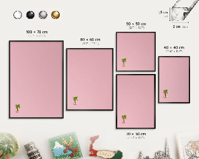 Wandbord voor magneten in een zwarte lijst Lichtroze