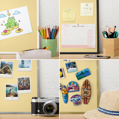 Wandbord voor magneten in een zwarte lijst Crèmegeel