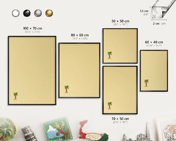 Wandbord voor magneten in een zwarte lijst Crèmegeel