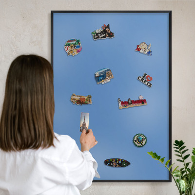 Wandbord voor magneten in een zwarte lijst Blauwe kleur