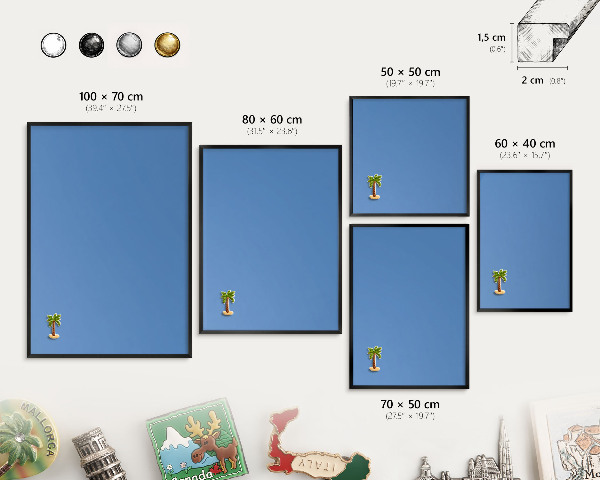 Wandbord voor magneten in een zwarte lijst Blauwe kleur