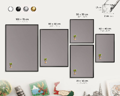 Wandbord voor magneten in een zwarte lijst Asgrijs