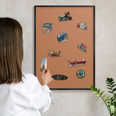 Wandbord voor magneten in een zwarte lijst Doffe oranje