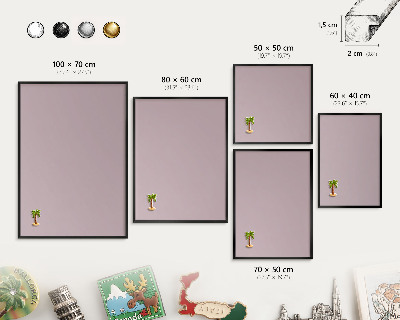 Metalen bord voor magneten met zwarte lijst Pastel lila