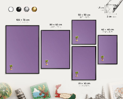 Metalen bord voor magneten met zwarte lijst Violet