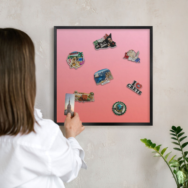 Wandbord voor magneten in een zwarte lijst Roze oranje