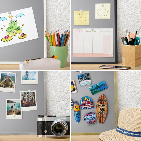 Metalen bord voor magneten met zwarte lijst Grijze gradiënt