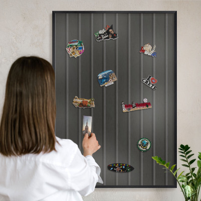 Wandbord voor magneten in een zwarte lijst Paneeltextuur