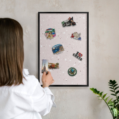 Wandbord voor magneten in een zwarte lijst Modern terrazzo