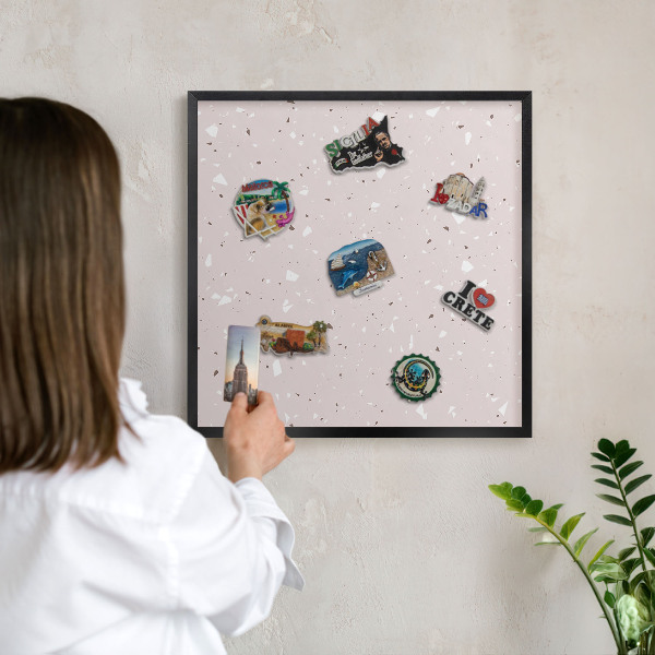 Wandbord voor magneten in een zwarte lijst Modern terrazzo