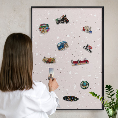 Wandbord voor magneten in een zwarte lijst Modern terrazzo