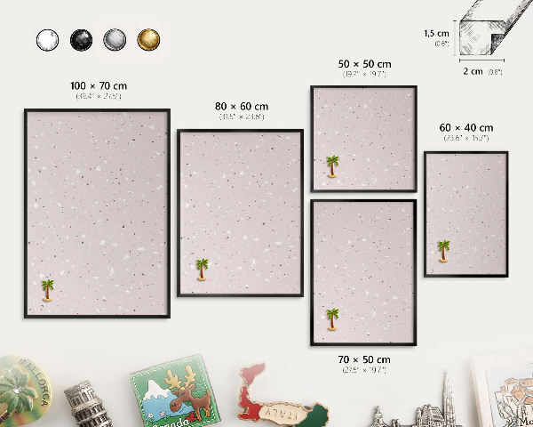 Wandbord voor magneten in een zwarte lijst Modern terrazzo
