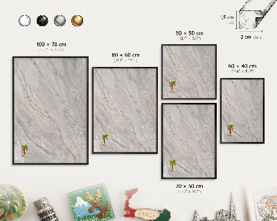 Wandbord voor magneten in een zwarte lijst Marmeren elegantie