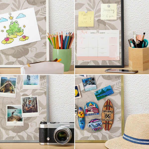 Wandbord voor magneten in een zwarte lijst Vintage bloemen