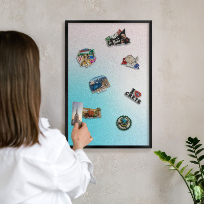Metalen bord voor magneten met zwarte lijst Pastel abstractie