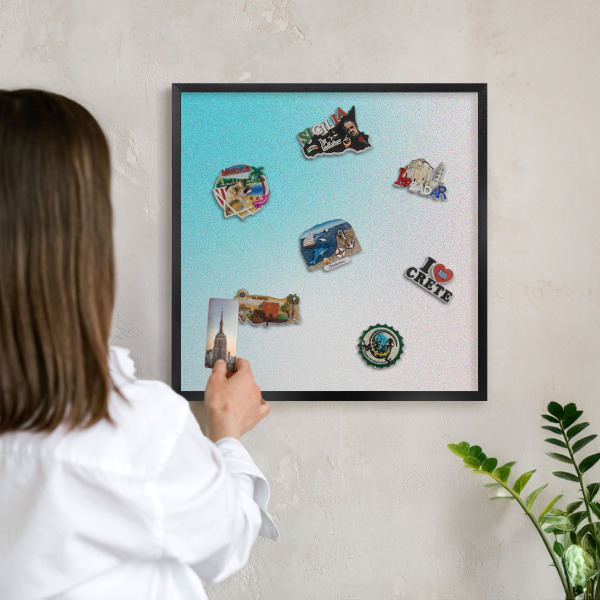 Metalen bord voor magneten met zwarte lijst Pastel abstractie