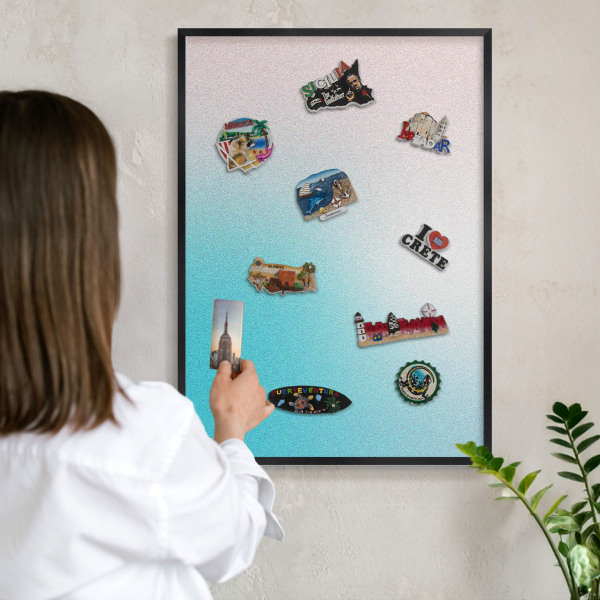 Metalen bord voor magneten met zwarte lijst Pastel abstractie