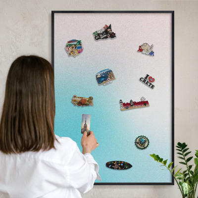 Metalen bord voor magneten met zwarte lijst Pastel abstractie