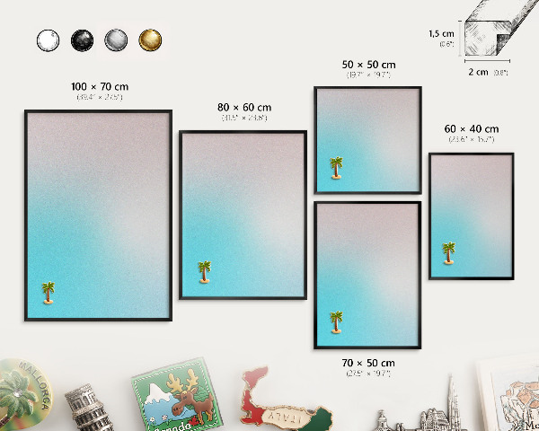 Metalen bord voor magneten met zwarte lijst Pastel abstractie